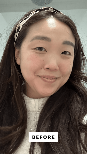 Christa Joanna Lee before applying the Lancôme Rnergie H.C.F. Triple Serum