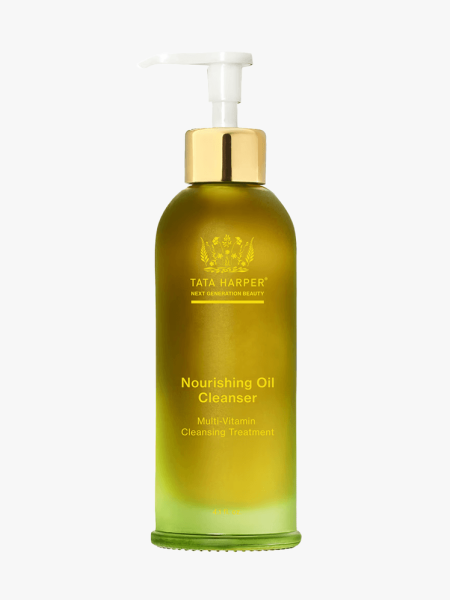 Tata Harper Nourishing Oil Cleanser in branded component on a light gray background